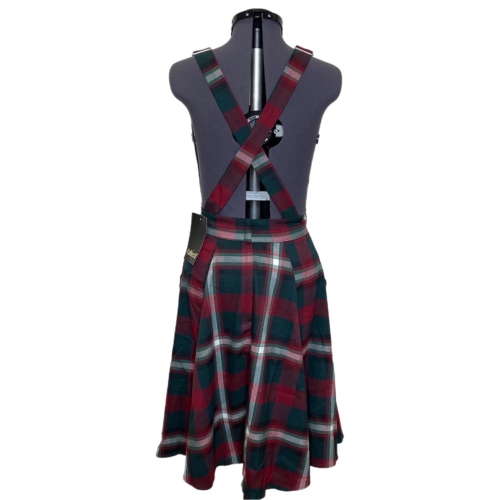 ModCloth Collectif Kayden Festive Check Dungaree Dress NWT - Picture 3 of 7